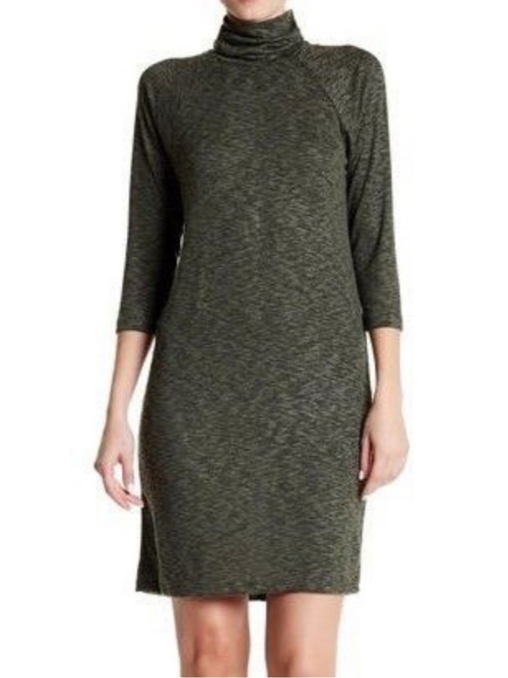 Bobeau Heathered Green Mock Neck Sweater Dress Plus Size 2X